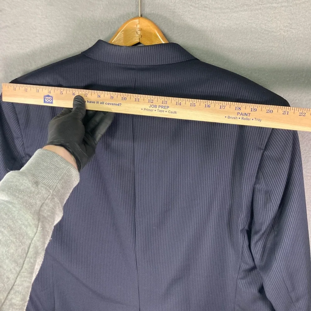 Lauren Ralph Lauren Mens 46L Navy Blue‎ Pinstripe 100% Wool Blazer Sport Coat - Picture 10 of 14